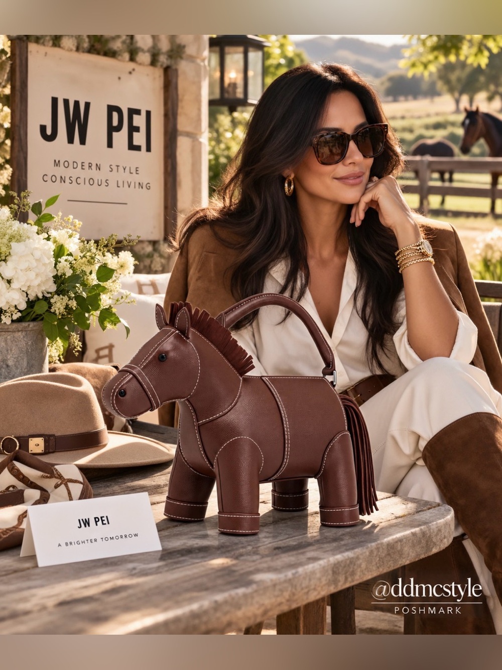 iconic JW PEI Harper Brown Horse Mini Bag crossbody silver hardware nwt nib